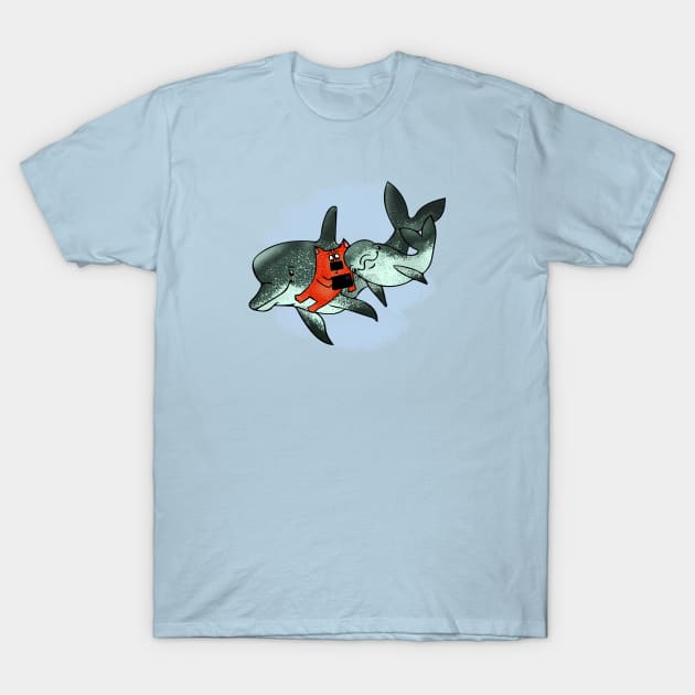 Dolphins and cat T-Shirt by maryglu